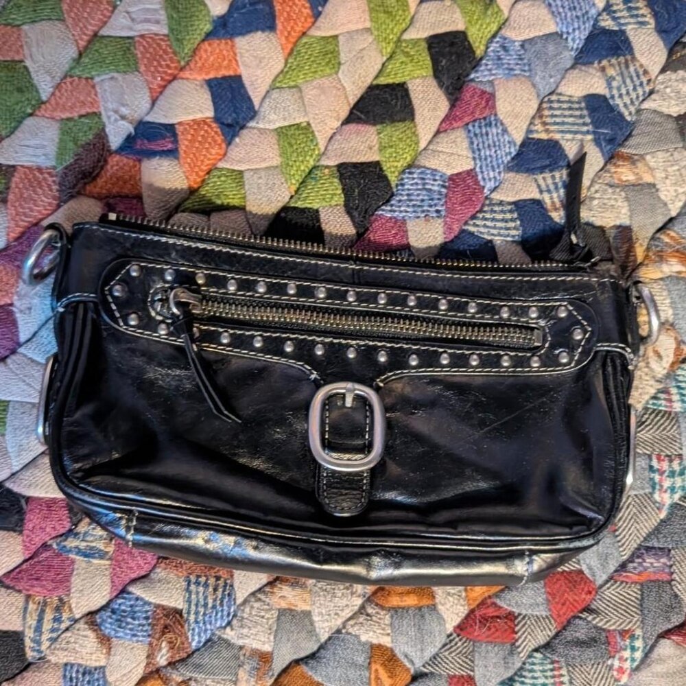 Black DNKY bag eith silver buckle and zipper #goth #grunge